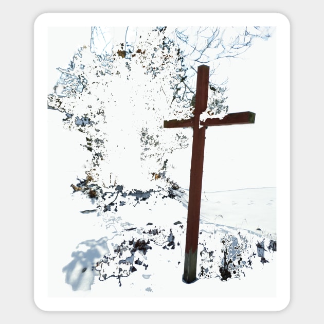 Cross in the Snow Sticker by aldersmith